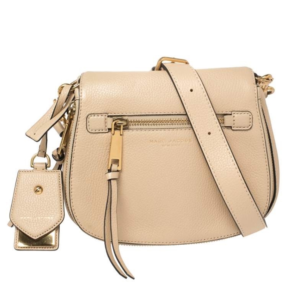 Marc Jacobs Pebbled Calfskin Small Recruit Nomad Crossbody in Beige